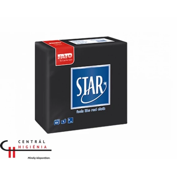 Star szalvéta fekete 38x38cm 2rtg 1/4